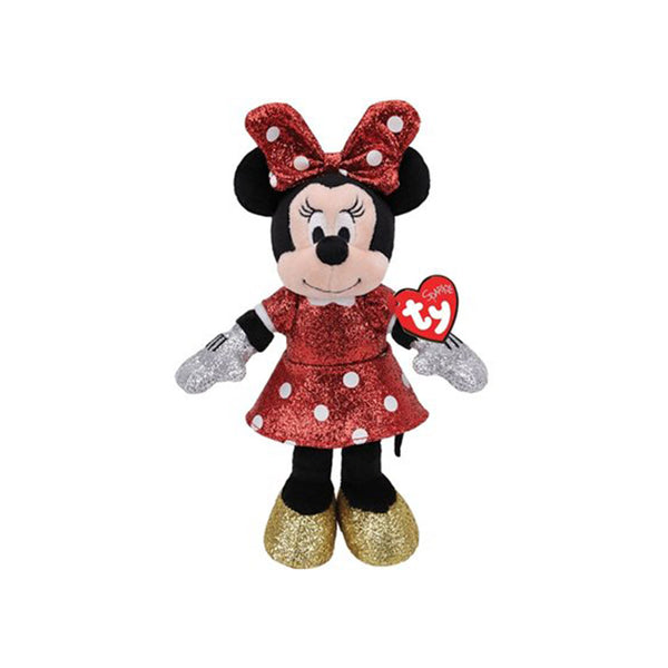 Ty Disney Minnie Mouse Mickey Sparkle Plush Stuffed Animal Purple dots dress