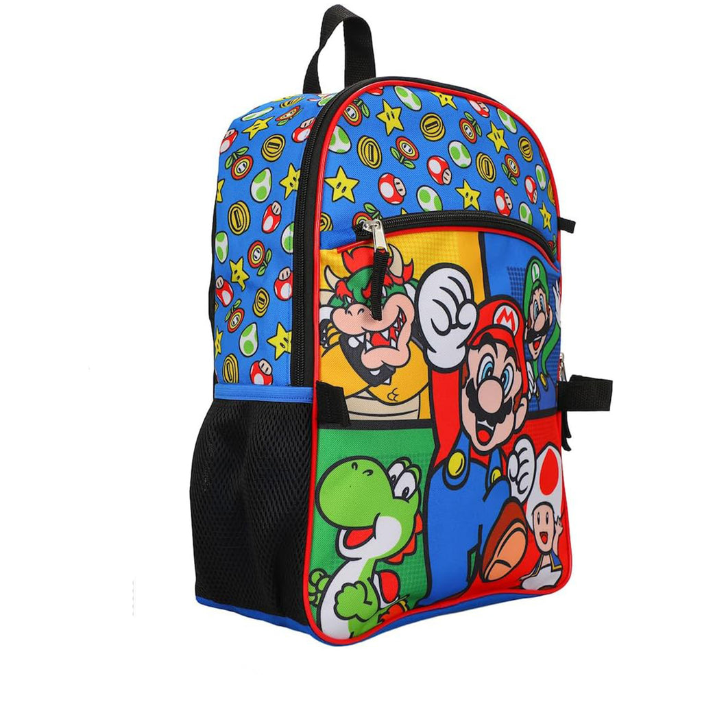 Bio World Super Mario Characters And Power Ups 5 Piece Backpack Set