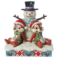 Enesco Disney Traditions Chip And Dale With Snowman Friendship And Festivities Figurine 6015004 - Radar Toys