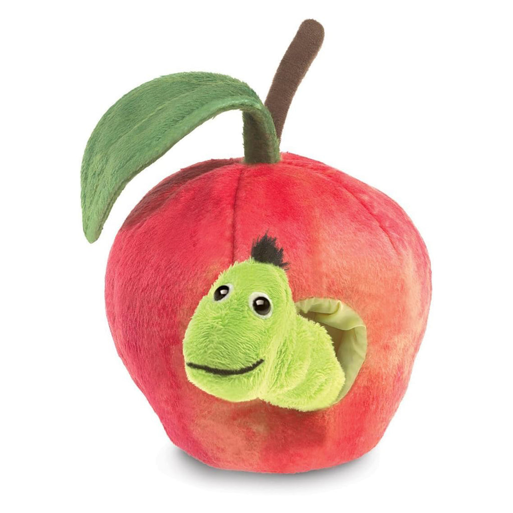 Folkmanis Worm In Apple 4 Inch Plush Puppet - Radar Toys