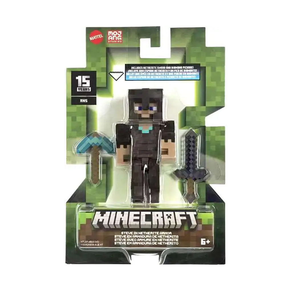 Mattel Minecraft Craft-A-Block Steve In Netherite Armor Figure