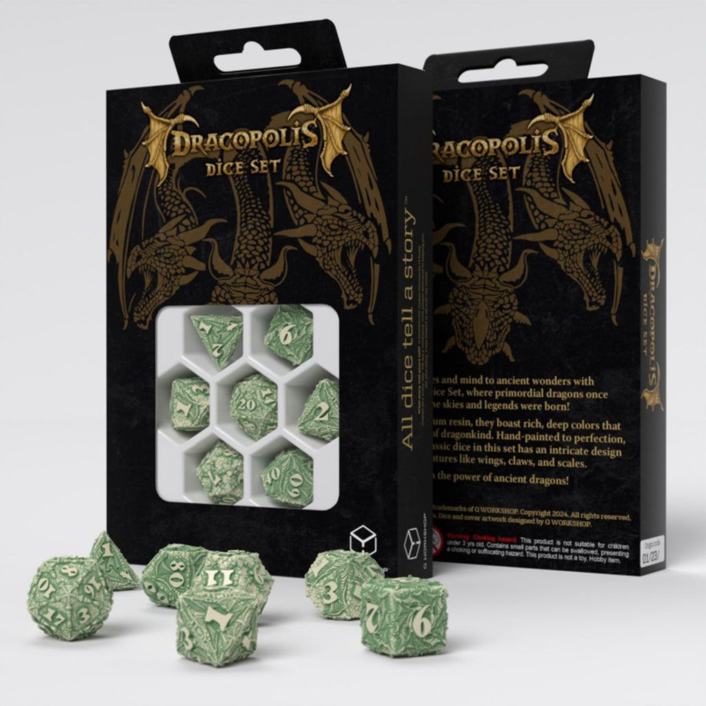 Q-Workshop Dracopolis The Andean Longneck 7 Piece Dice Set - Radar Toys