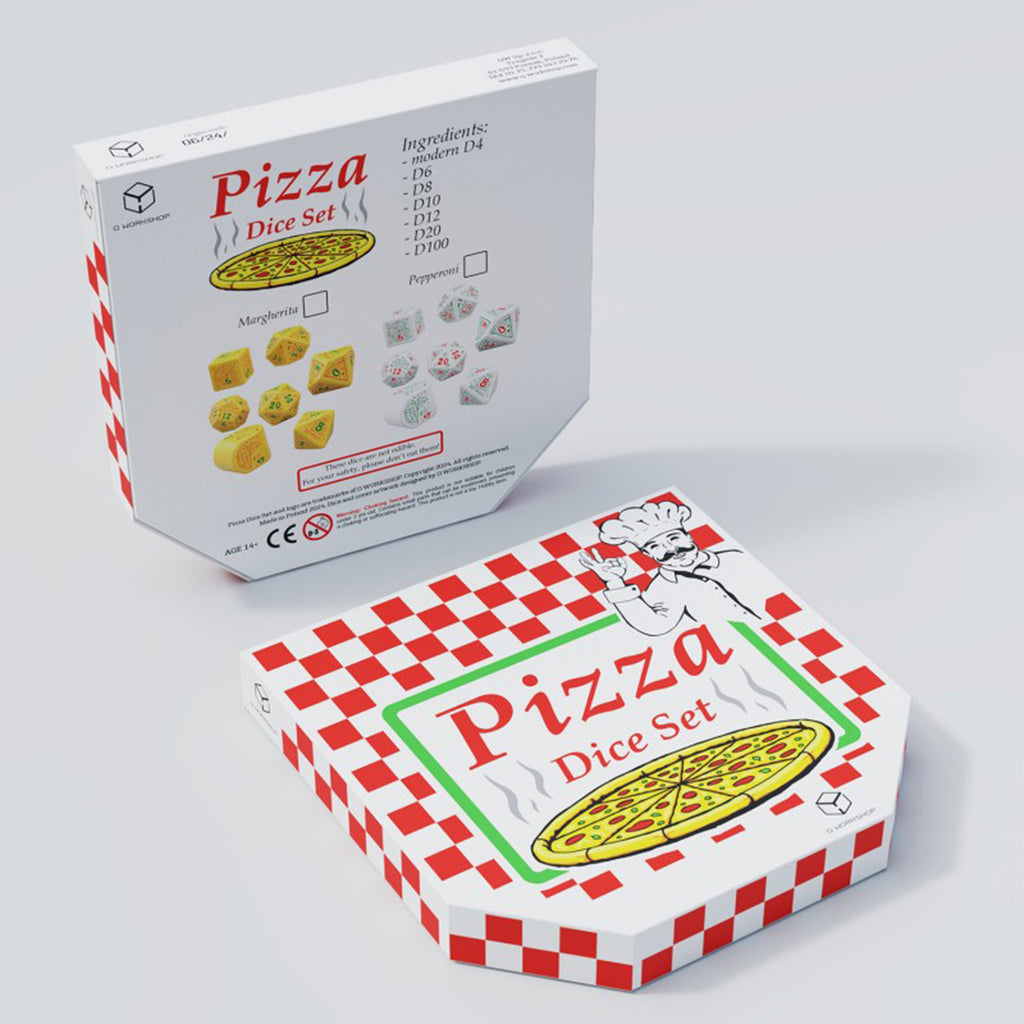 Q-Workshop Pizza Margherita 7 Piece Dice Set - Radar Toys