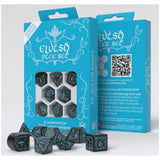 Q-Workshop 20th Anniversary Elvish Black And Blue 7 Piece Dice Set - Radar Toys