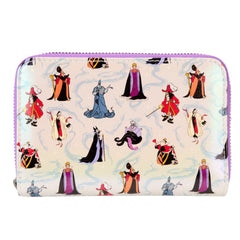 Loungefly Disney Villains Iridescent All Over Print Zip Around Wallet