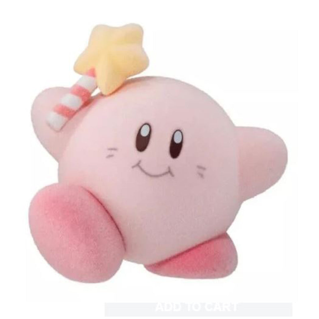 Bandai Shokugan PuPuPu Kirby With Star Wand Flocked Doll Mini Figure