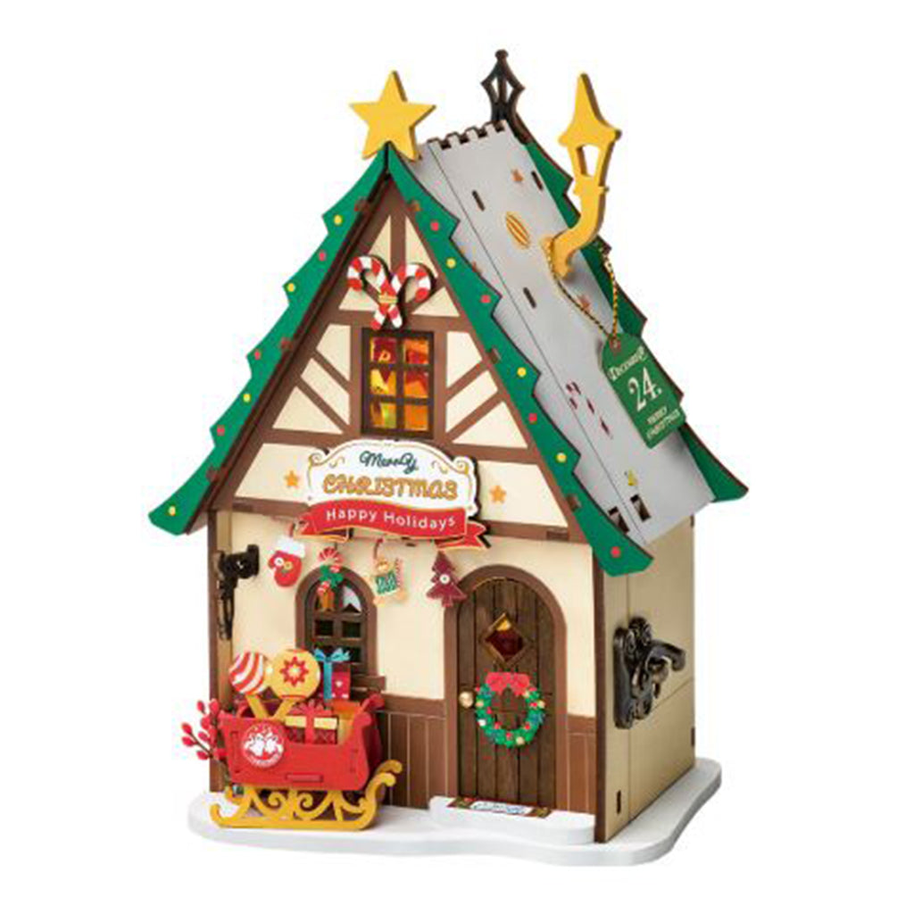 Robotime Rolife DIY Miniature House Twinkling Christmas House Wooden Model Kit