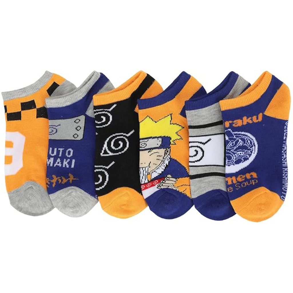 Bioworld Naruto Mixed Icon 6 Pair Youth Ankle Socks