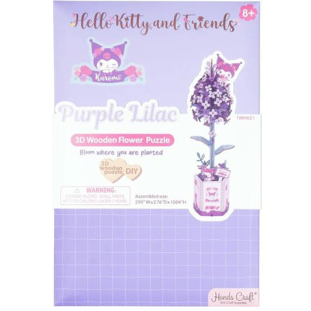 Hands Craft Sanrio Hello Kitty And Friends Kuromi Purple Lilac DIY 3D Wooden Flower Puzzle