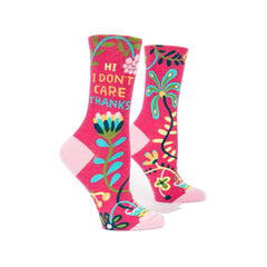 Blue Q Hi I Don't Care Thanks Single Pair Crew Socks - Radar Toys