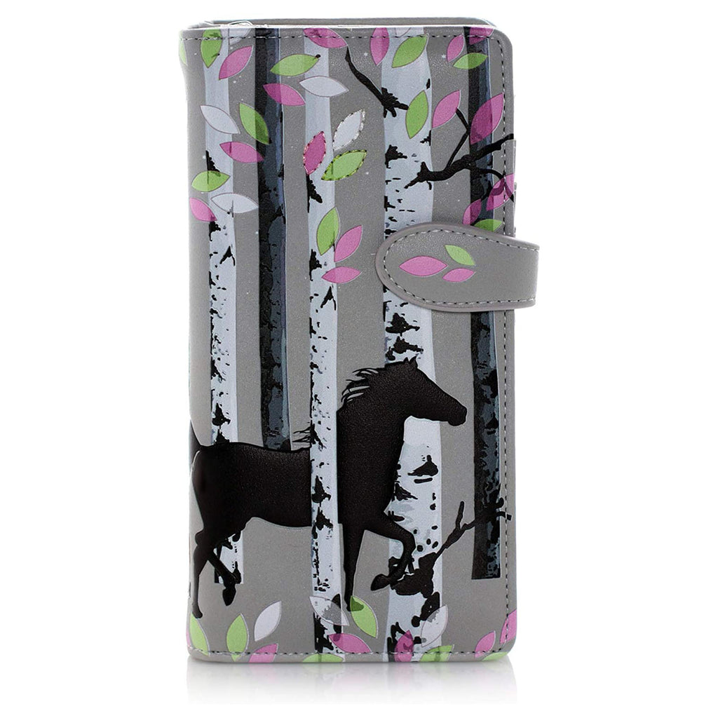 Shagwear Forest Horse Large Grey Zipper Wallet