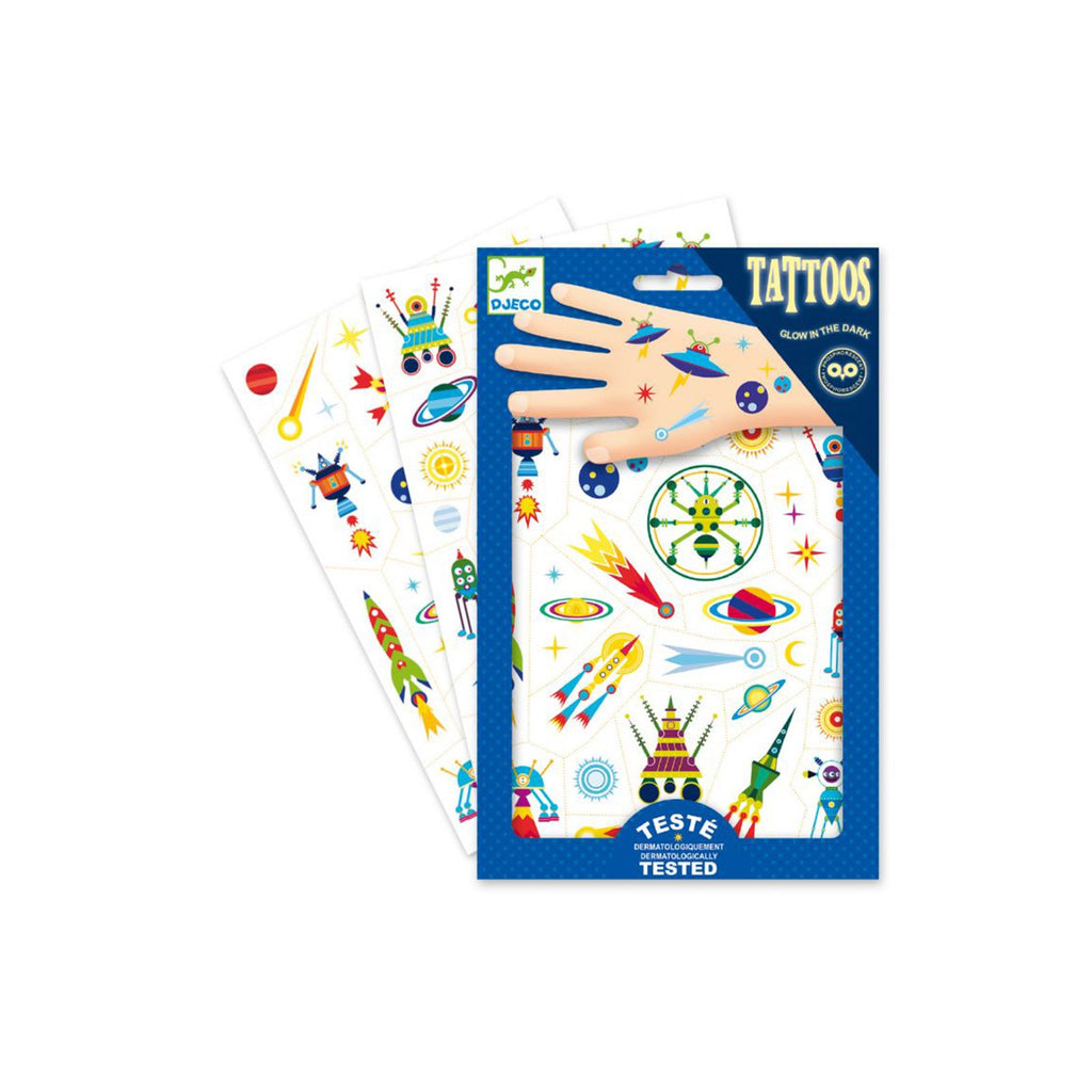 Djeco Space Oddity Tattoos Glow In The Dark Set - Radar Toys