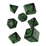 Q-Workshop Call Of Cthulhu Black Green 7 Piece Dice Set - Radar Toys